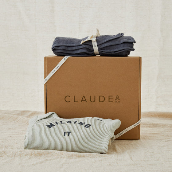Gift Set - Pistachio Onesie and Charcoal Muslin