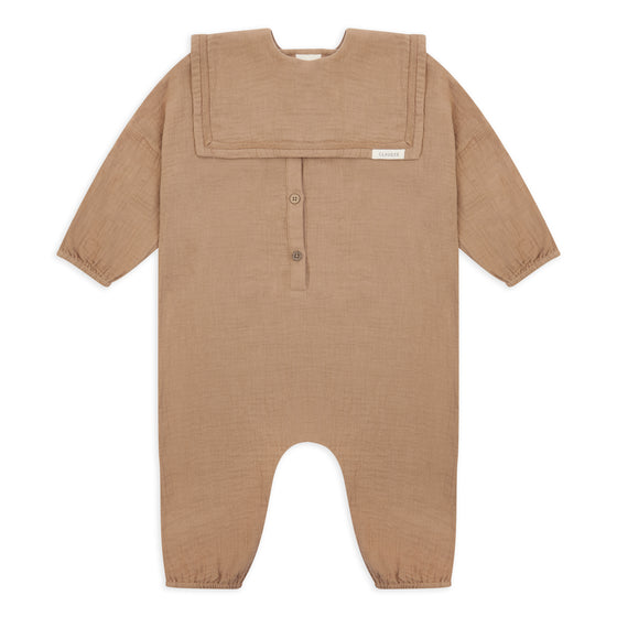 Gauze Jumpsuit and Collar - Fawn